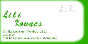 lili kovacs business card