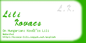 lili kovacs business card